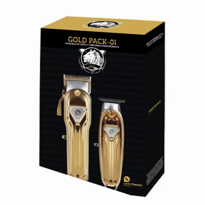 Máquina de Cortar Cabelo Perfect Beauty Pack Gold Clipper + Trimmer
