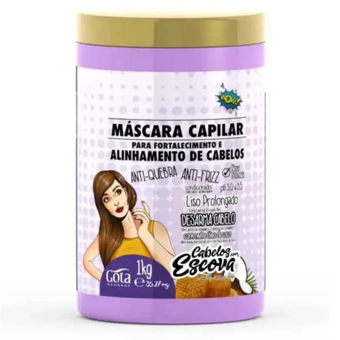 Gota Dourada Mascara Fortalecimiento Cabelos Con Escova 1kg