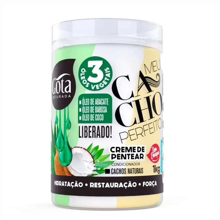 Gota Dourada Creme Para Pentear Meu Cacho Perfeito 3 Oleos Vegetais 1kg