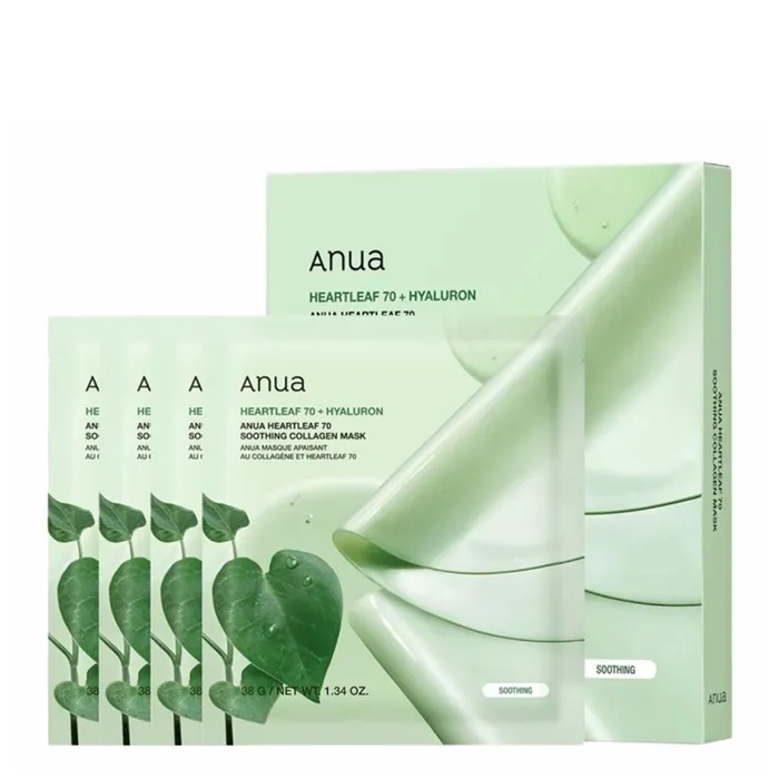 Anua Heartleaf 70 Máscara Calmante de Colagénio 4uds