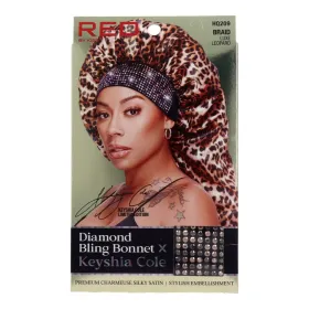 Red Kiss Diamond Bling Touca de Cabelo Luxe Leopardo