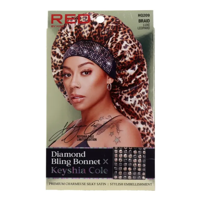 Red Kiss Diamond Bling Gorro de Cabello Luxe Leopardo