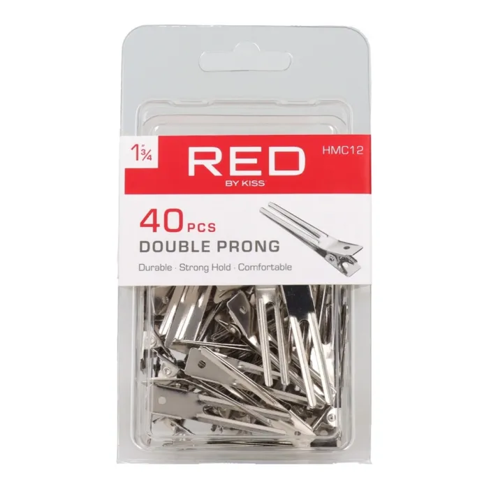 Red Kiss Double Prong Clip 1 3/4" 40 Peças Clips