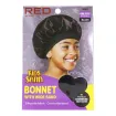 Red Kiss Kids Satin Bonnet Wide Band - Black