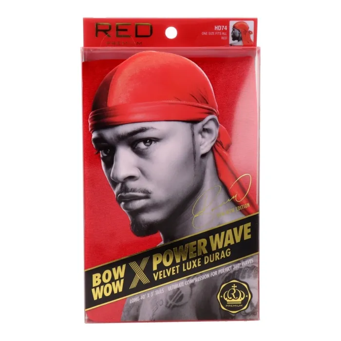 Red Kiss Power Wave Velvet Durag Red Touca de Cabelo