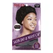 Red Kiss Satin Day & Night Cap Black