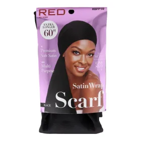 Red Kiss Satin Wrap Scarf Black Touca de Cabelo