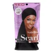 Red Kiss Satin Wrap Scarf Black Touca de Cabelo