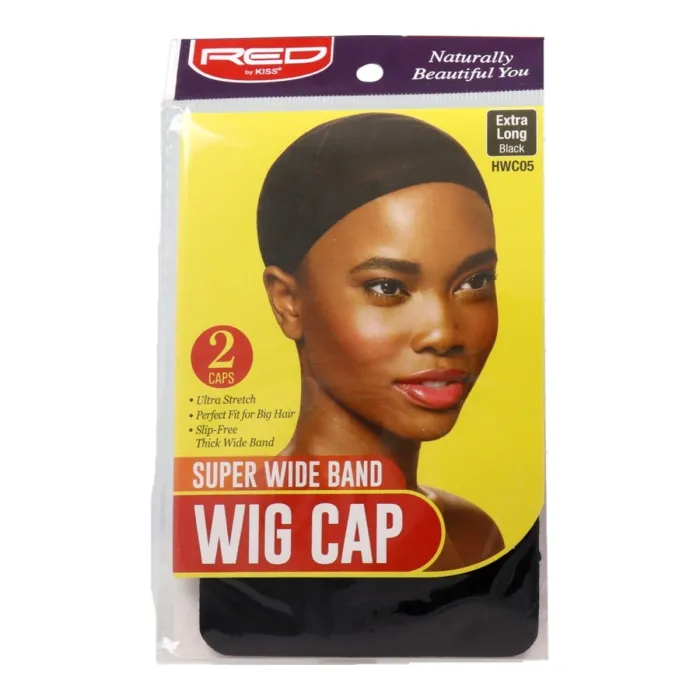 Red Kiss Super Wide Band Wig Touca de Cabeça Black 2 Peças