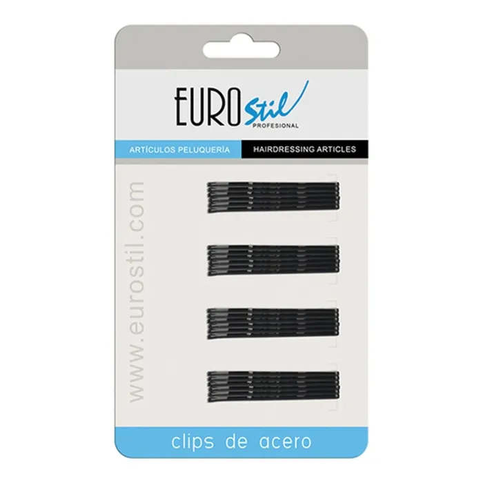 Eurostil Carton 24 Clips Ondulados Negro Pequeña 5cm