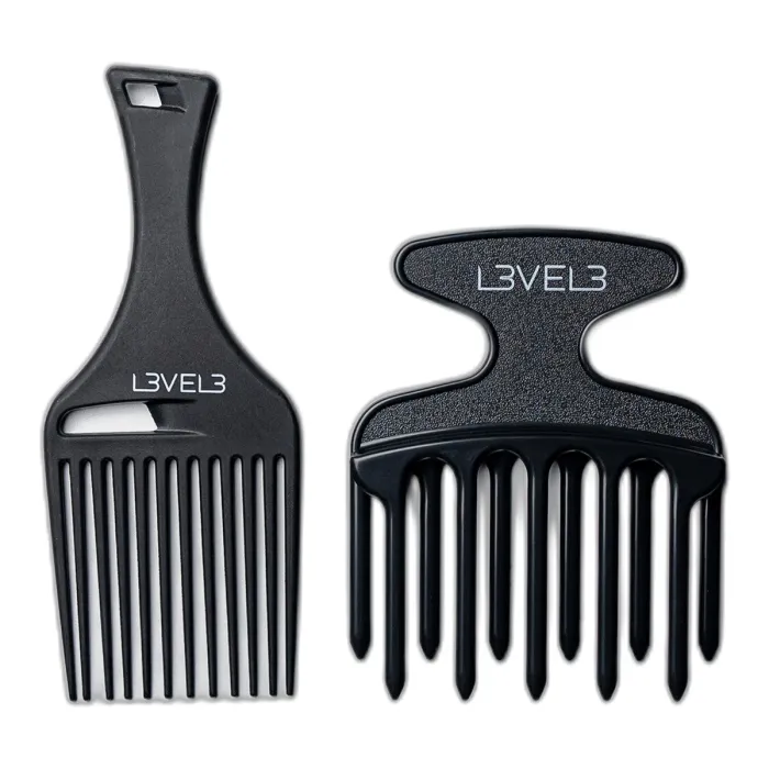 L3VEL3 Set de 2 Peines Negros Afro