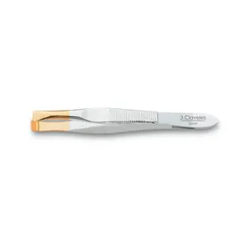 3 Claveles Pinza Depilar Ancha Punta Oro 8cm