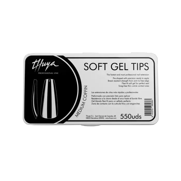 Thuya Soft Gel Tips Coffin Medium 550uds
