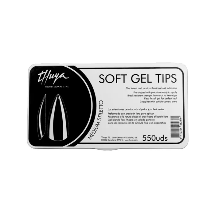 Thuya Soft Gel Tips Stileto Medium 550uds