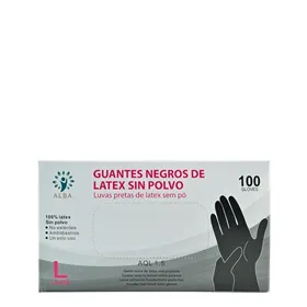 Luvas de Látex Sem Pó Pretas 100uds