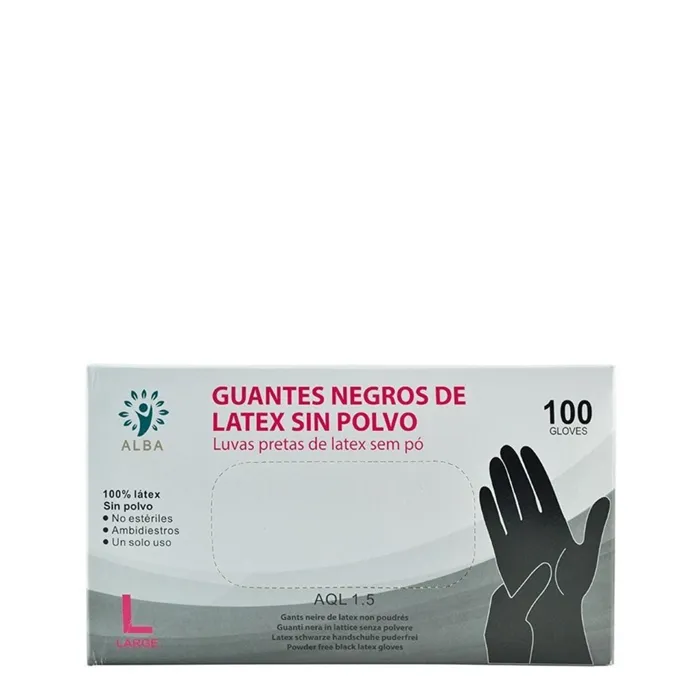 Guantes Latex Sin Polvo Negro 100uds