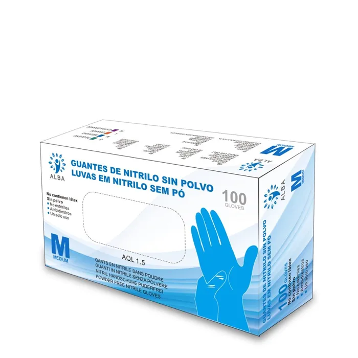 Guantes Nitrilo Sin Polvo Azul Talla L 100uds