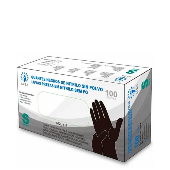 Guantes Nitrilo Sin Polvo Negro 100uds