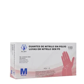 Luvas de Nitrilo Sem Pó Rosa 100uds