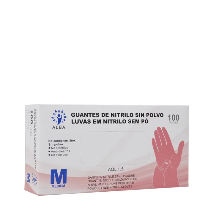 Gants en nitrile sans poudre rose 100uds