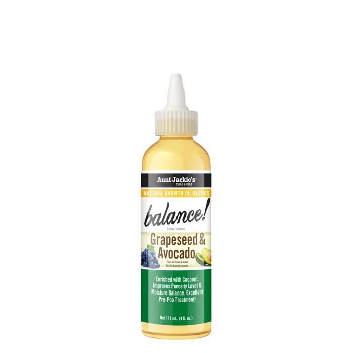 Huile d'équilibrage à l'huile de pépins de raisin & avocat Aunt Jackie's 118 ml