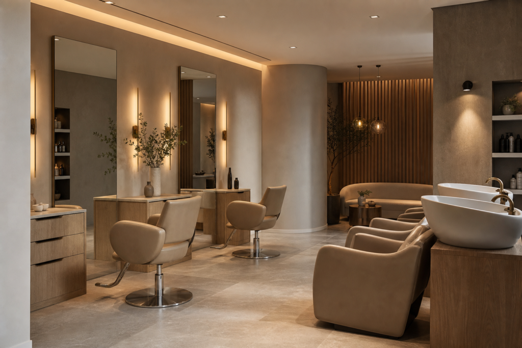 Salon de coiffure avec mobilier personnalisé