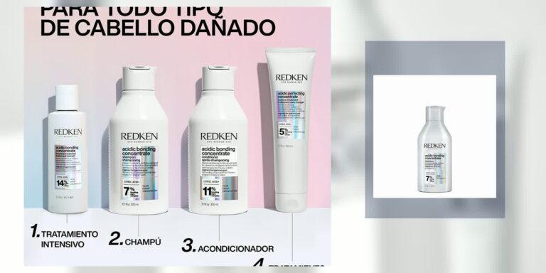 Portada editorial de la familia Redken Acidic Bonding Concentrate con apoyo de producto real