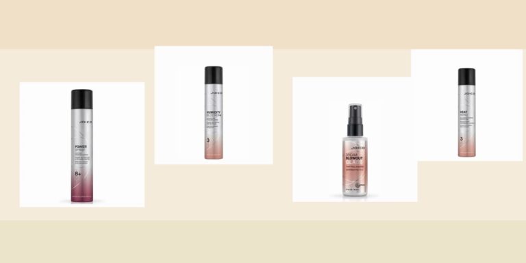 Laque haute fixation Joico : brillance, contrôle et zéro rigidité Montaje editorial de Joico para rubios de verano con brillo y control