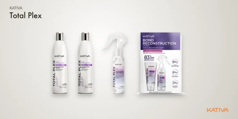 Kativa Total Plex : la gamme qui reconstruit les liens de vos cheveux Línea Kativa Total Plex completa: champú, acondicionador, sellante y kit reconstructor de enlaces