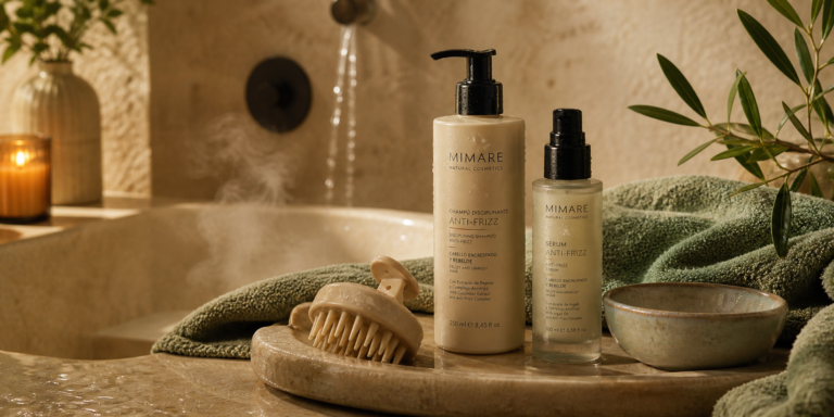 Comment réaliser un Head Spa à la maison sans transformer votre salle de bain en spa Escena editorial con productos Mimare para un Japanese Head Spa en casa
