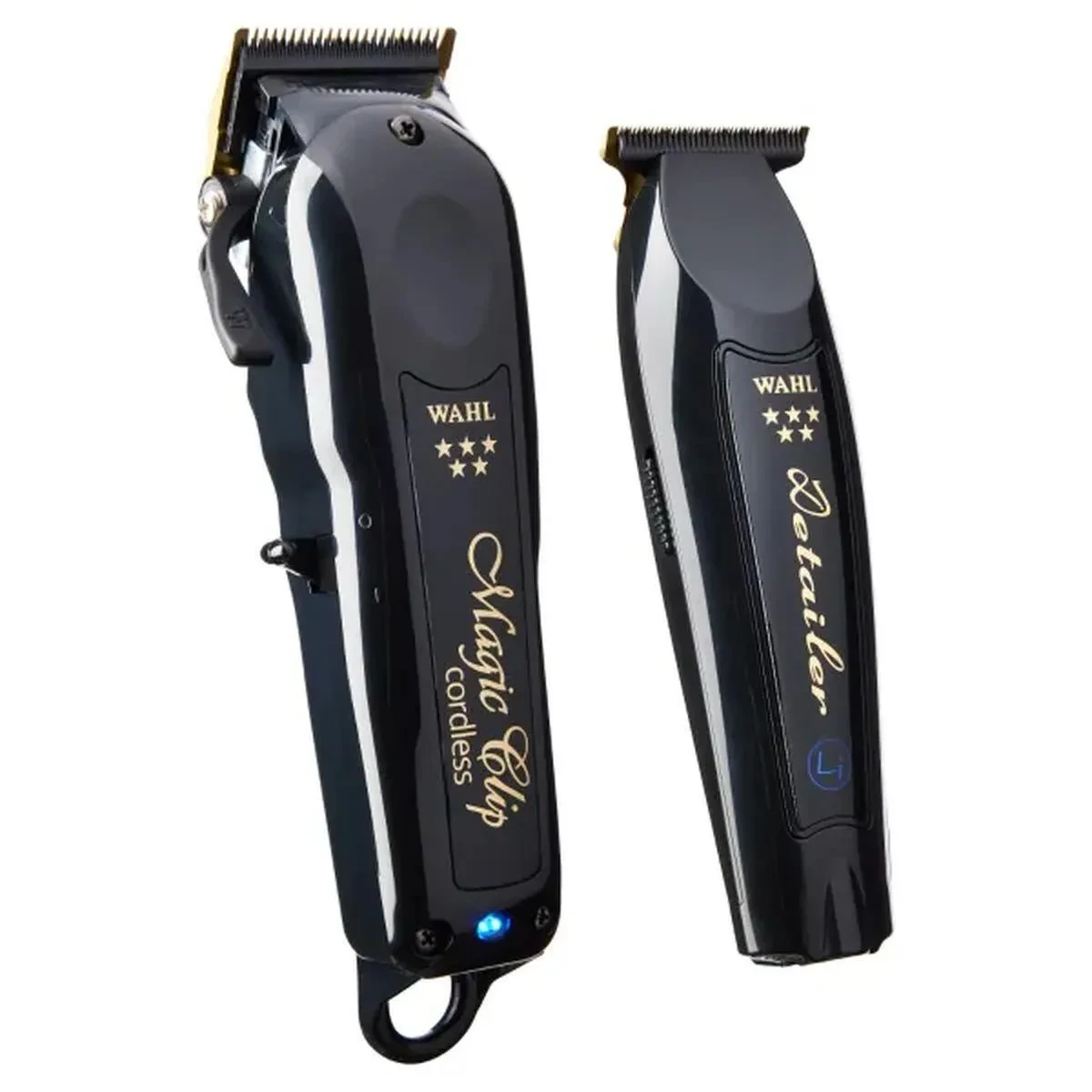 Set Wahl Cordless Barber Combo avec Magic Clip et Detailer Li sur fond clair