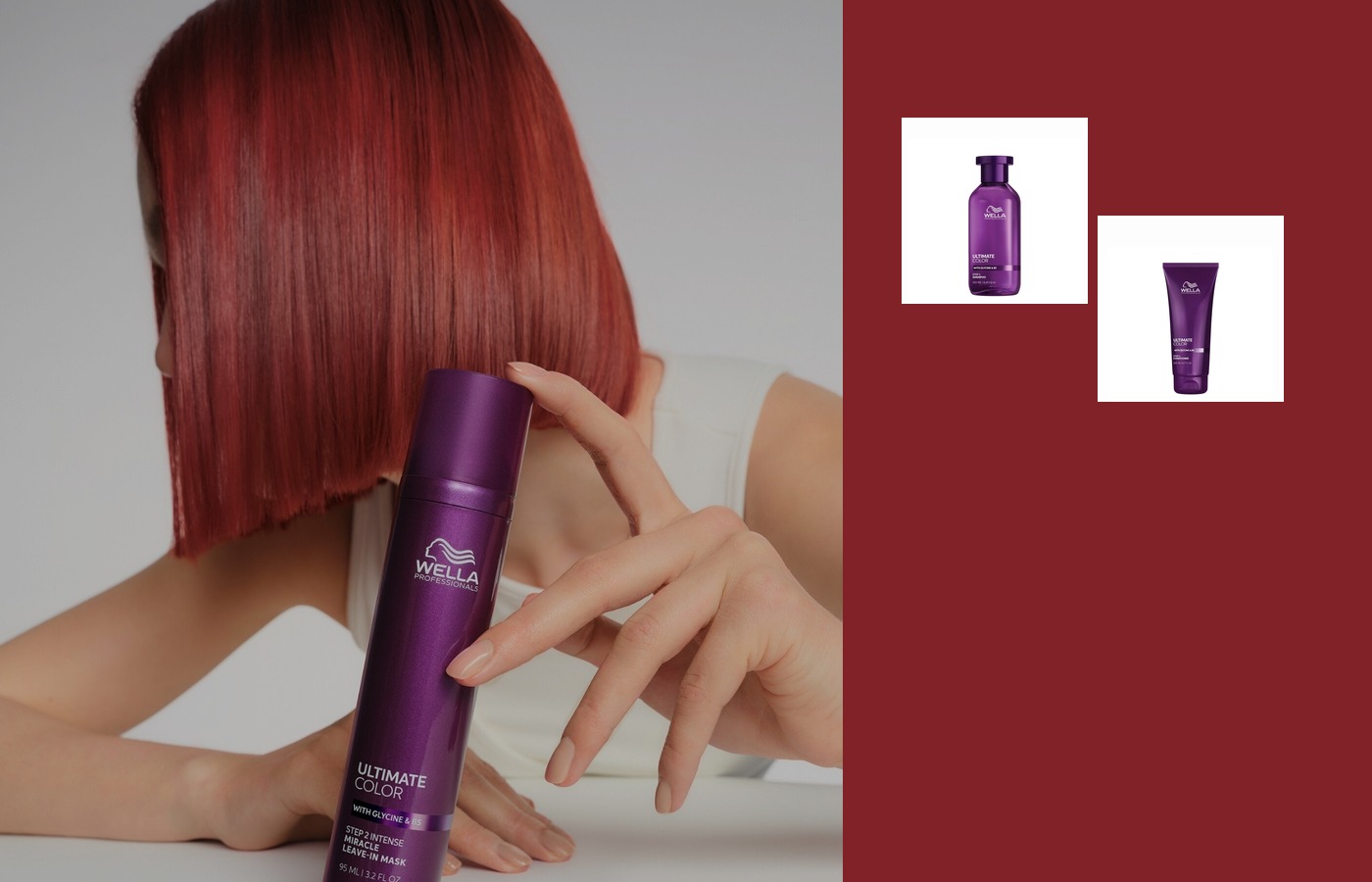 Visuel adapté sur masque capillaire pour cheveux colorés et maintien de la brillance
